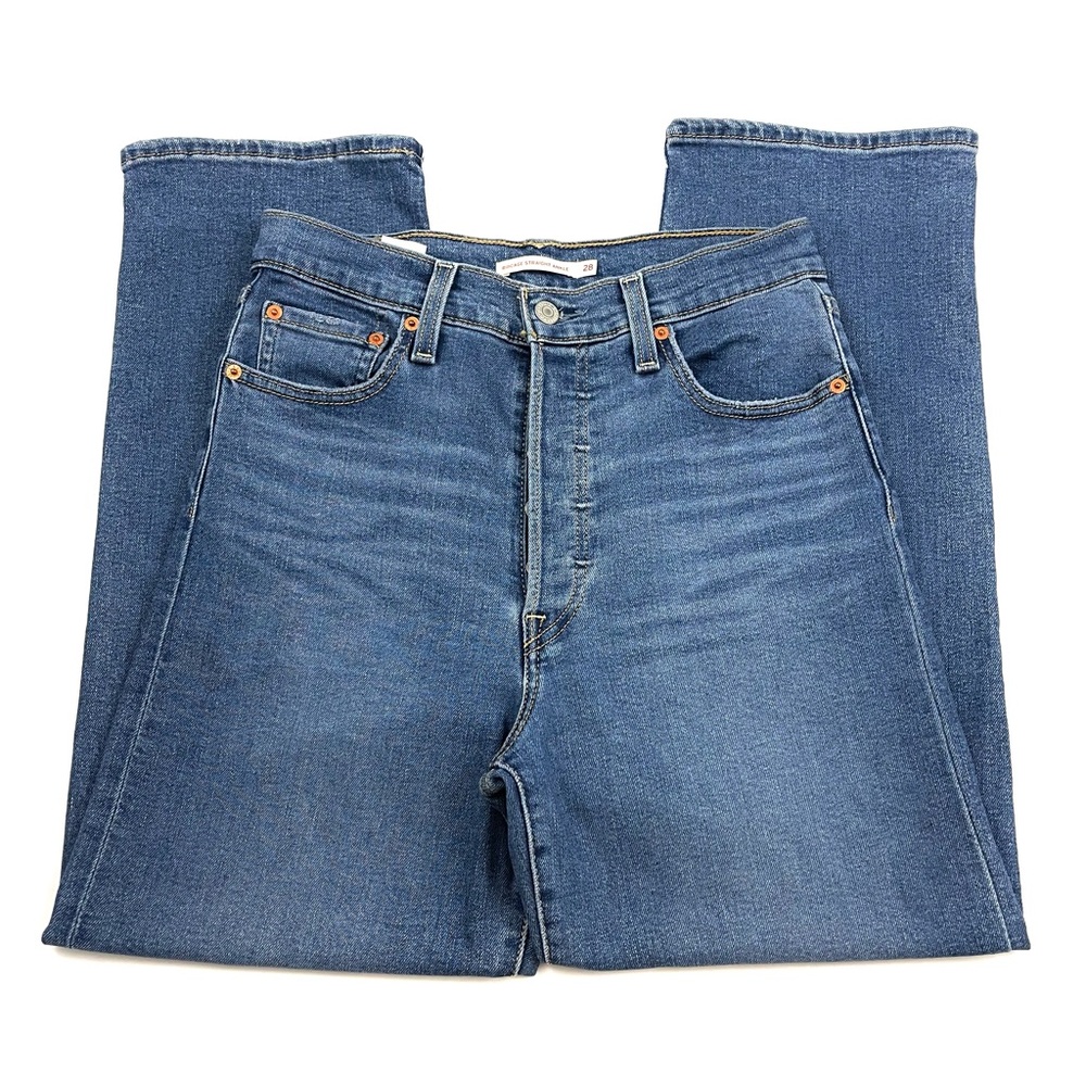 Levi’s Ribcage Straight Ankle Button Fly Medium Wash Jeans